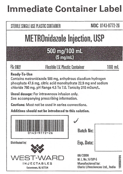 Metronidazole Injection, USP 500 mg/100 mL (5 mg/mL)