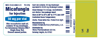 Micafungin for Injection 50 mg per vial Container Label