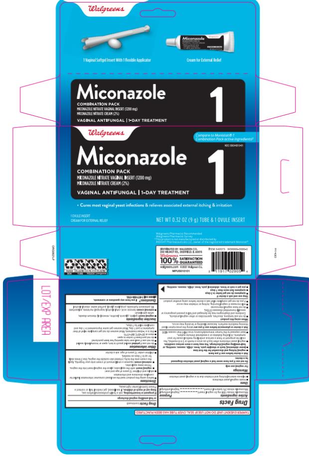 Miconazole
Miconazole Nitrate Vaginal Insert (1200 mg) 
Miconazole Nitrate Cream (2%)

VAGINAL ANTIFUNGAL | 1-DAY TREATMENT
Net Wt. 0.32oz (9g) tube & 1 OVULE Insert 
