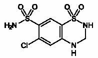 Hydrochlorothiazide structural formula.