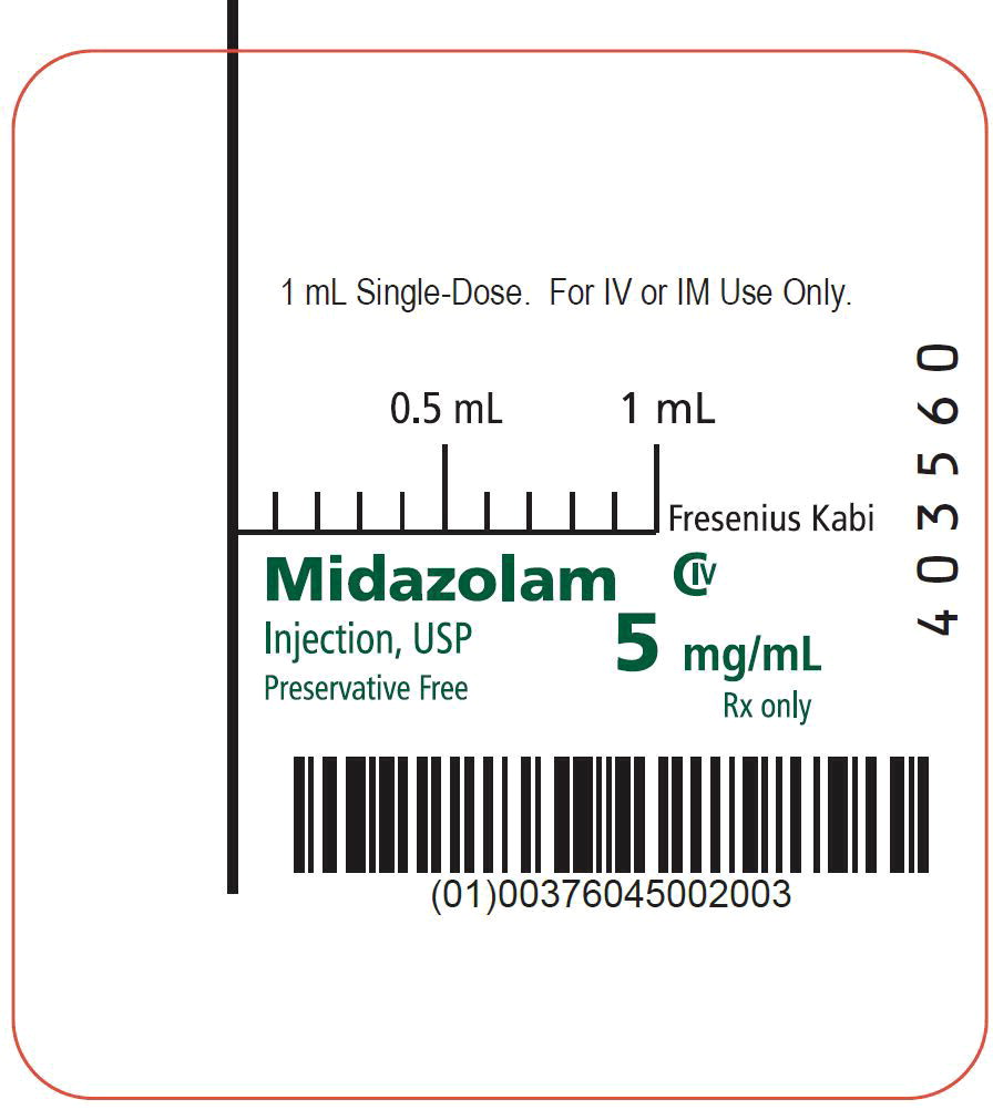 PACKAGE LABEL - PRINCIPAL DISPLAY – Midazolam 1 mL Syringe Label
