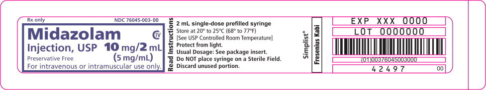 PACKAGE LABEL - PRINCIPAL DISPLAY – Midazolam 2 mL Blister Pack Label
