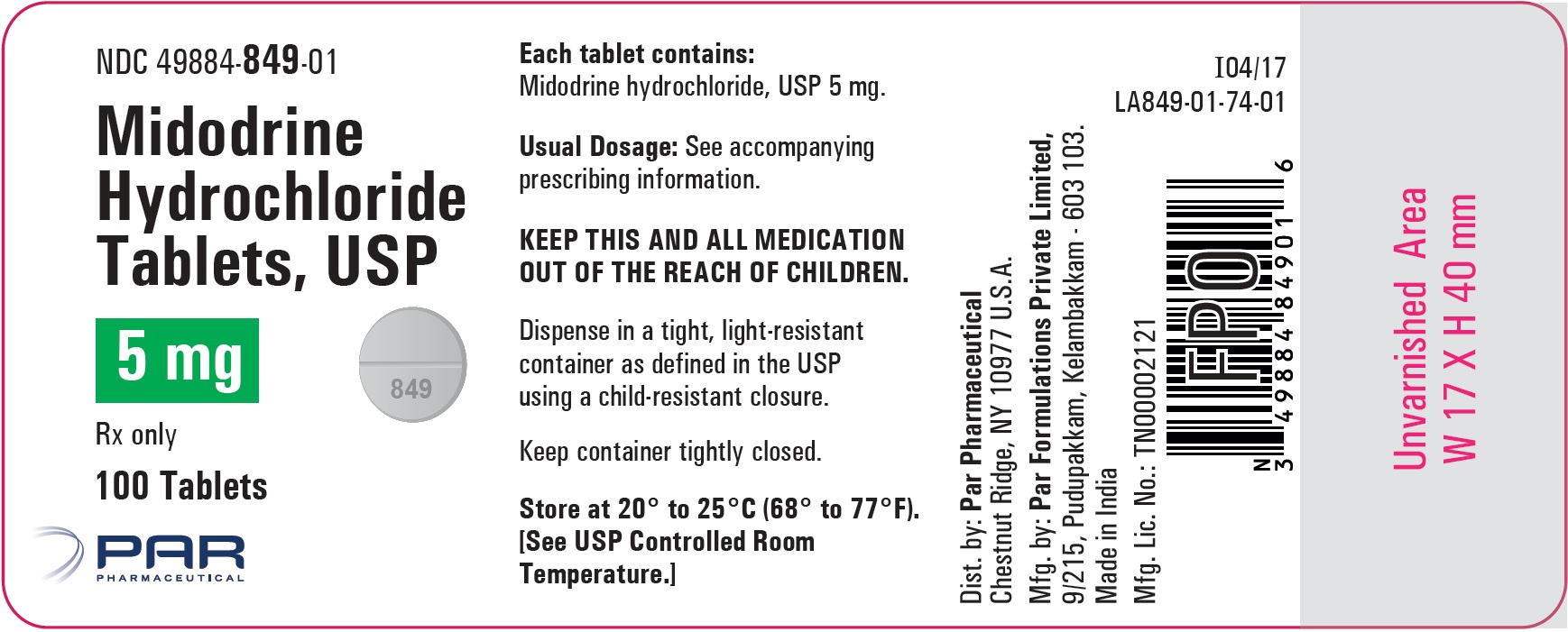 Container Label - 5 mg 100 Tablets