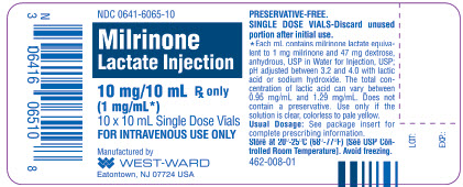 Milrinone Lactate Injection 10 mg/10 mL (1 mg/mL) 10 x 10 mL Single Dose Vials