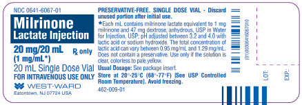 Milrinone Lactate Injection 20 mg/20 mL (1 mg/mL) 20 mL Single Dose Vial
