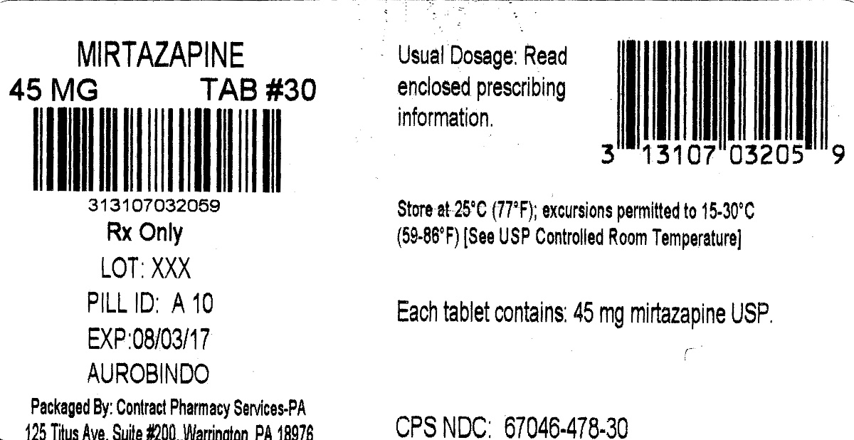 Mirtazapine 45 mg #30