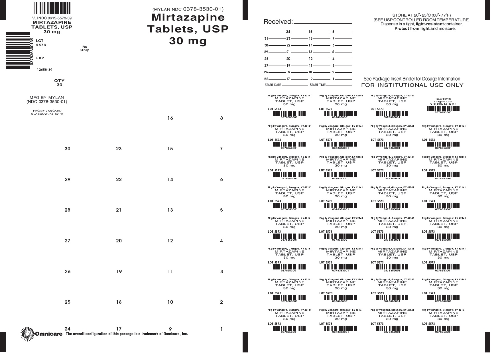 Mirtazapine Tablets 30mg bingo label