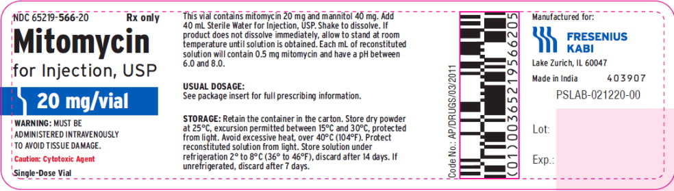 Principal Display Panel – Mitomycin for Injection, USP 20 mg/vial – Vial Label

