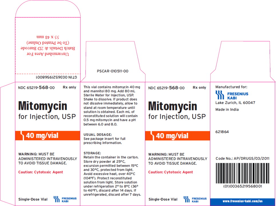 Principal Display Panel – Mitomycin for Injection, USP 40 mg/vial – Carton
