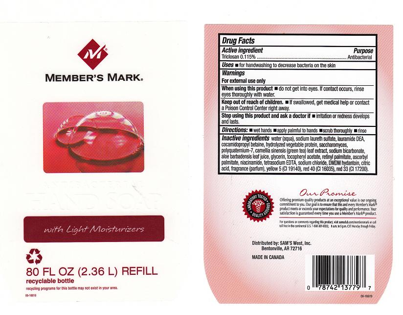 IMAGE OF MEMBER'S MARK ANTIBACTERIAL HAND SP WITH LIGHT MOISTURIZERS