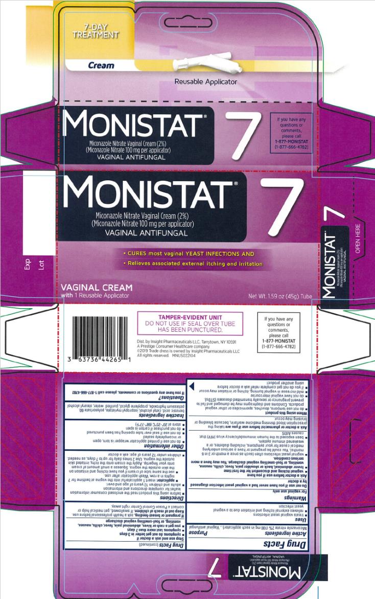 PRINCIPAL DISPLAY PANEL

MONISTAT® 7
Miconazole Nitrate Vaginal Cream (2%) 
Vaginal Antifungal
1 Reusable Applicator
Net Wt. 1.59 oz. (45g) Tube
