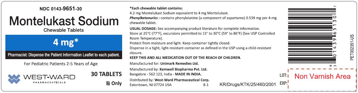 Montelukast Sodium Chewable Tablets, 4 mg