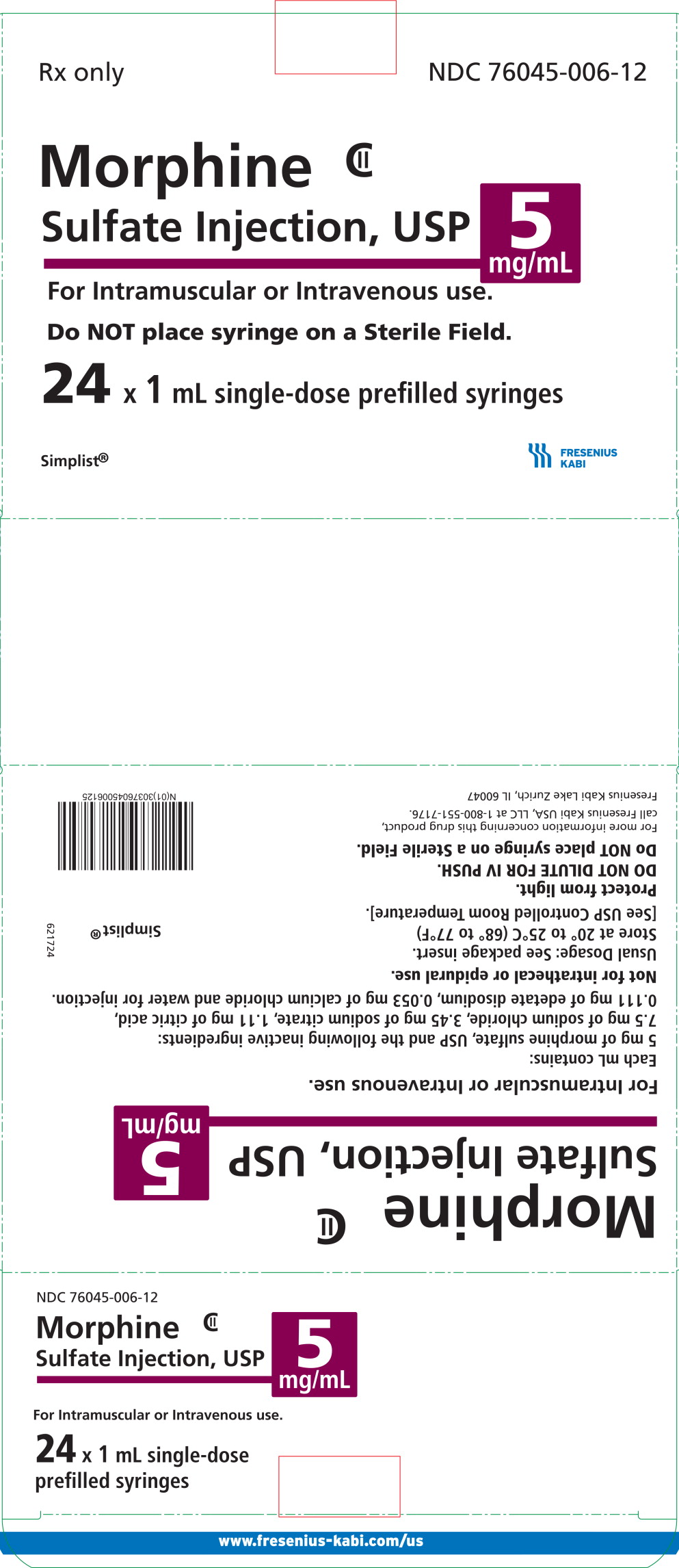 PACKAGE LABEL - PRINCIPAL DISPLAY – Morphine 1 mL Carton Panel
