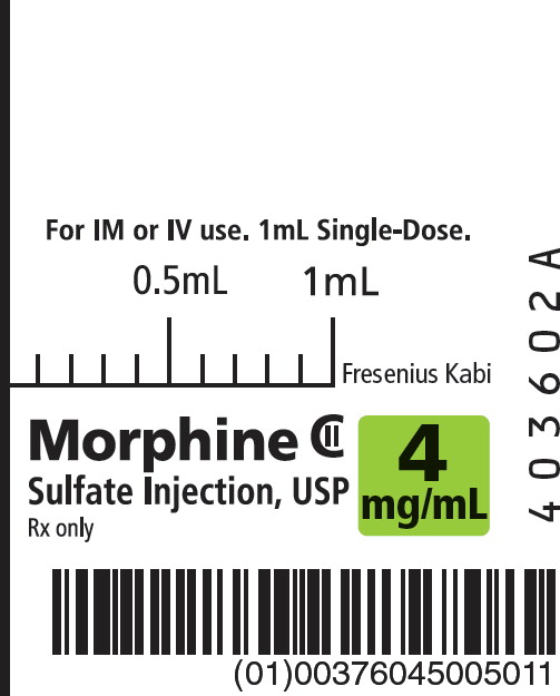 PACKAGE LABEL – PRINCIPAL DISPLAY PANEL –  Morphine 1 mL Syringe Label For IM or IV use. 1mL Single-Dose.
