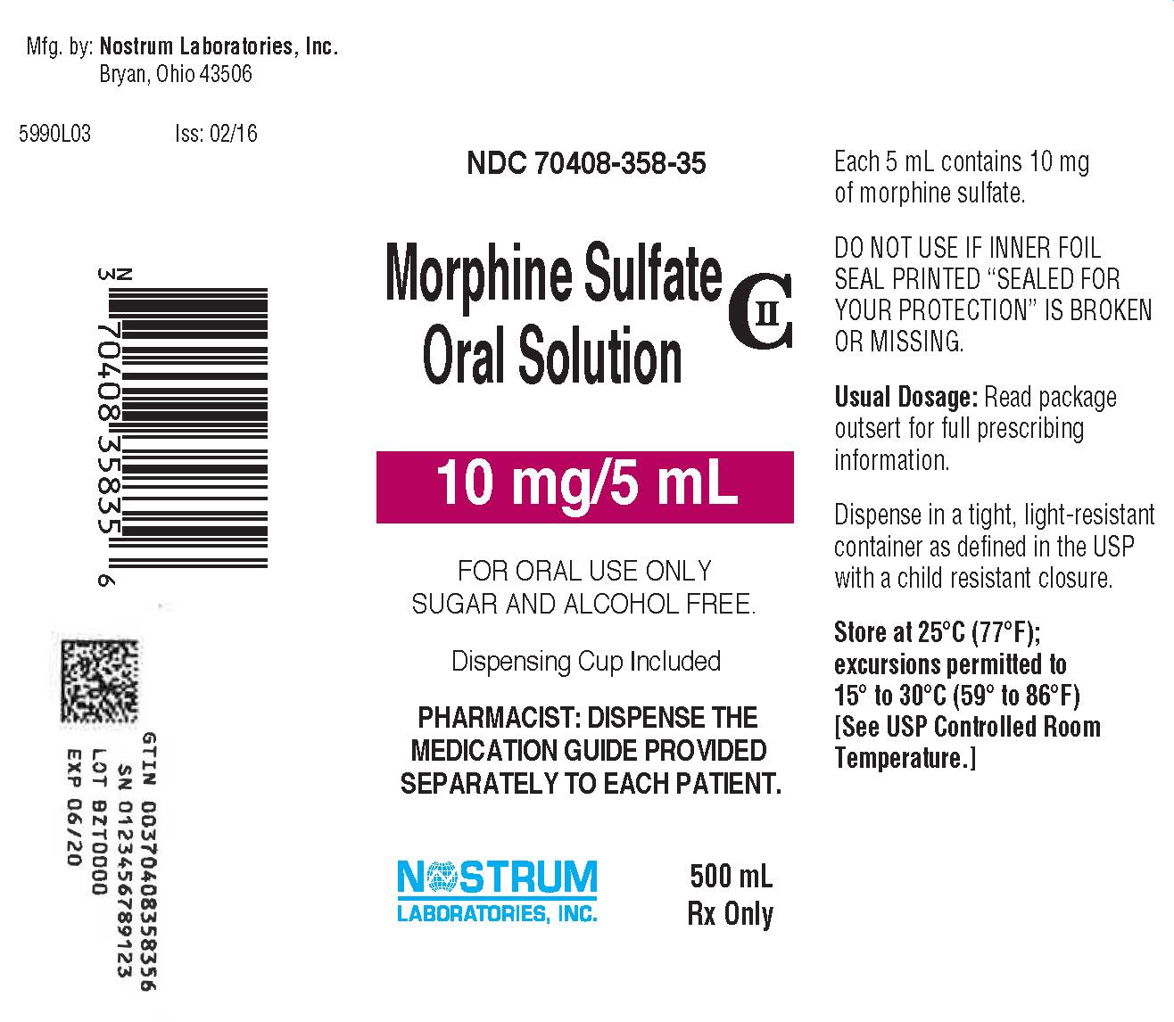 morphine 10 mg - 500 ml