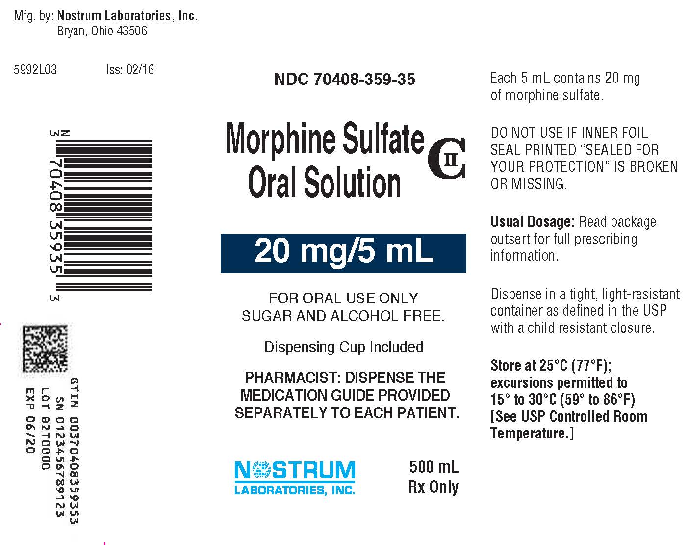 Morphine 20 mg - 500 ml