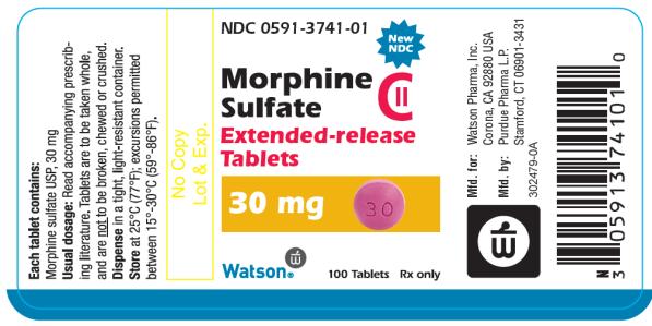 PRINCIPAL DISPLAY PANEL
NDC 0591-3741-01
Morphine Sulfate CII 30mg
