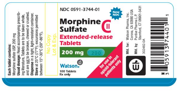 PRINCIPAL DISPLAY PANEL
NDC 0591-3743-01
Morphine Sulfate CII 100mg
for use in opioid-tolerant patients only
