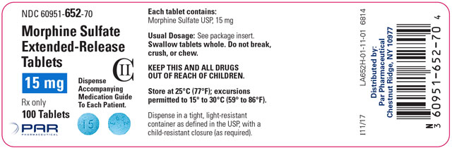 Image of the Morphine Sulfate Extended-Release Tablets 15 mg 100 tablets label