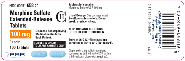 Image of the Morphine Sulfate Extended-Release Tablets 100 mg 100 tablets label