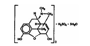 Structural formula of morphine sulfate