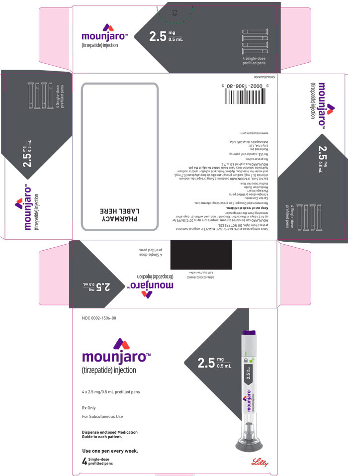 PACKAGE LABEL - Mounjaro™, 2.5 mg/0.5 mL, Carton, 4 Single-Dose Pens
