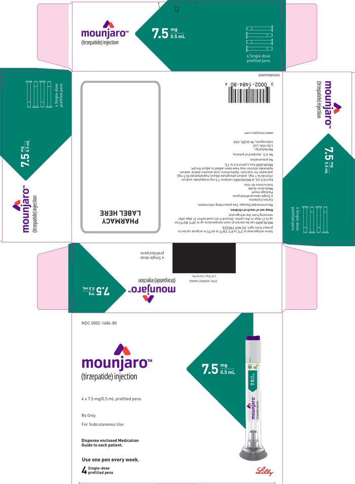 PACKAGE LABEL - Mounjaro™, 7.5 mg/0.5 mL, Carton, 4 Single-Dose Pens
