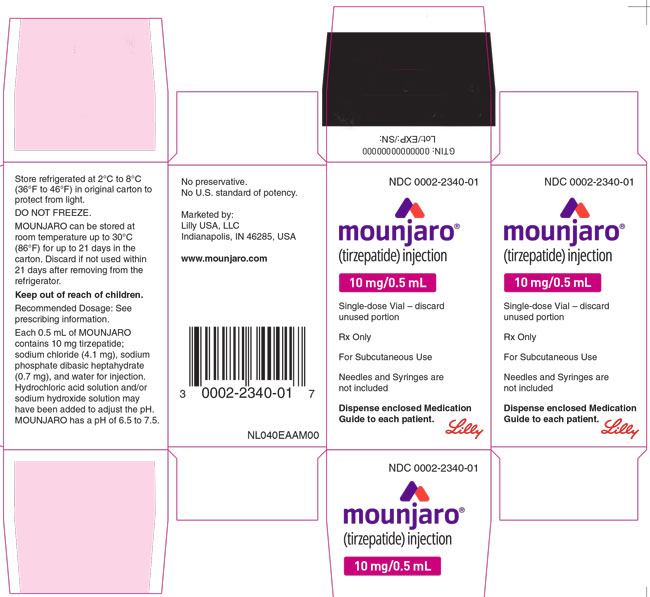 PACKAGE LABEL - Mounjaro™, 10 mg/0.5 mL, Single-dose Vial
