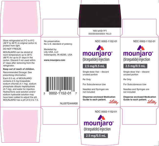 PACKAGE LABEL - Mounjaro™, 2.5 mg/0.5 mL, Single-dose Vial
