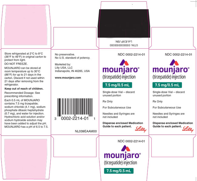 PACKAGE LABEL - Mounjaro™, 7.5 mg/0.5 mL, Single-dose Vial
