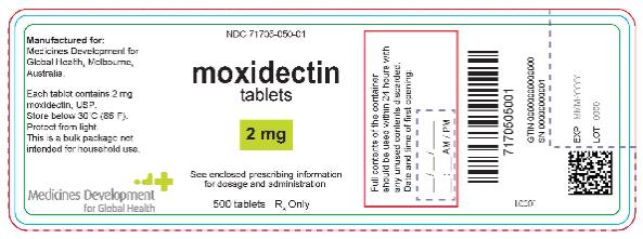 NDC 71705-050-01
moxidectin
tablets
2 mg
500 tablets
Rx Only 
