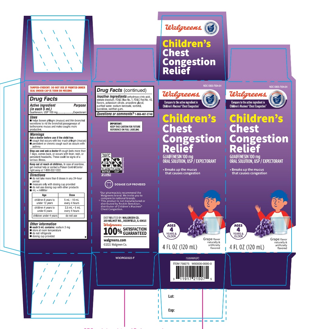 Walgreens Childrens Chest Congestion Relief Grape Flavor