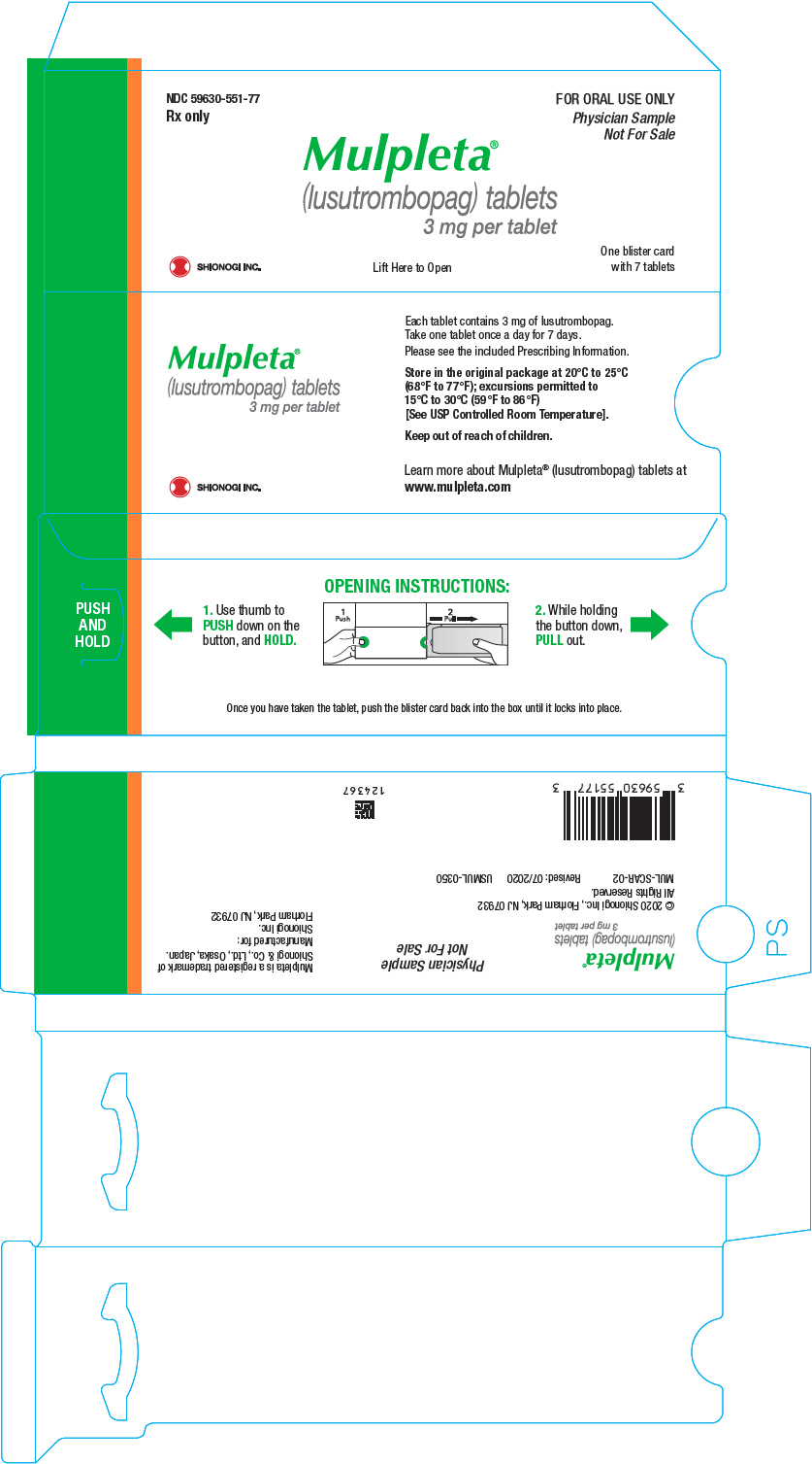 PRINCIPAL DISPLAY PANEL - 3 mg Tablet Blister Card Carton - NDC 59630-551-77