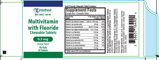 NDC 58657-164-90
Multivitamin
with Fluoride
Chewable Tablets
0.5 mg
Orange Flavor 
Rx Only
90 Tablets 

