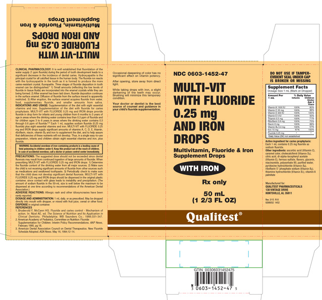 This is an image of the carton for Multi-Vit With Fluoride 0.25 mg And Iron Drops.