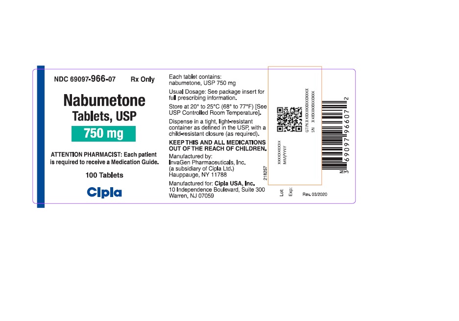 This is a picture of the label Nabumetone tablets, USP, 500 mg, 100 count