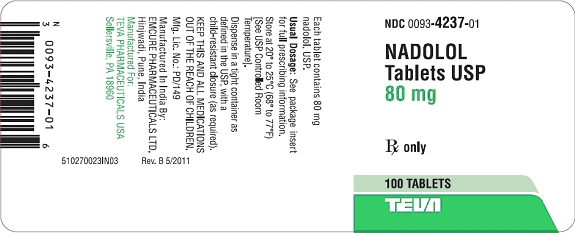 Nadolol Tablets USP 80 mg 100s Label