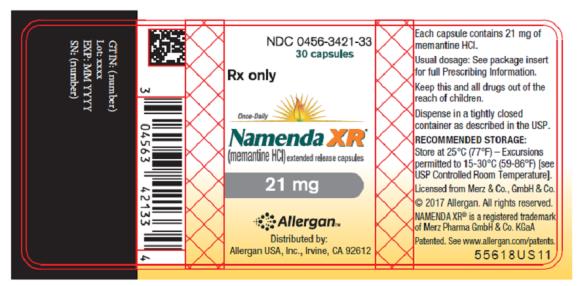 NDC 0456-3421-33
30 capsules
Rx only
Once-Daily
Namenda XR®
(memantine HCI) extended release capsules
21 mg
