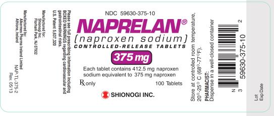 NDC 59630-375-10
NAPRELAN
(naproxen sodium)
CONTROLLED-RELEASED TABLETS
350 mg
Rx only 100 Tablets
SHIONOGI INC
