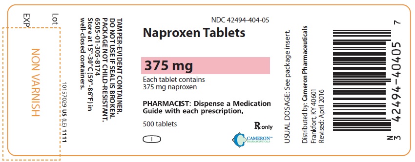 PRINCIPAL DISPLAY PANEL
NDC 42494-404-05
Naproxen Tablets
375 mg
500 Tablets
Rx Only
