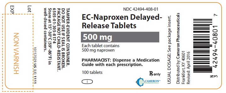 PRINCIPAL DISPLAY PANEL
NDC 42494-408-01
EC- Naproxen Delayed- Release Tablets
500 mg
100 Tablets
Rx Only

