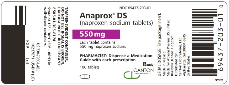 PRINCIPAL DISPLAY PANEL
NDC 69437-203-01
Anaprox DS
(naproxen sodium tablets)
550 mg
100 Tablets
Rx Only
