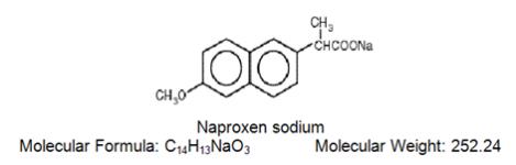 The following chemical structure for Naproxen Sodium Controlled-Release Tablets is a nonsteroidal anti-inflammatory drug, available as controlled-release tablets in 375 mg strength for oral administration. The chemical name is 2-naphthaleneacetic acid, 6-methoxy--methyl-sodium salt, (S)-. The molecular weight is 252.24.  Its molecular formula is C14H13NaO3.