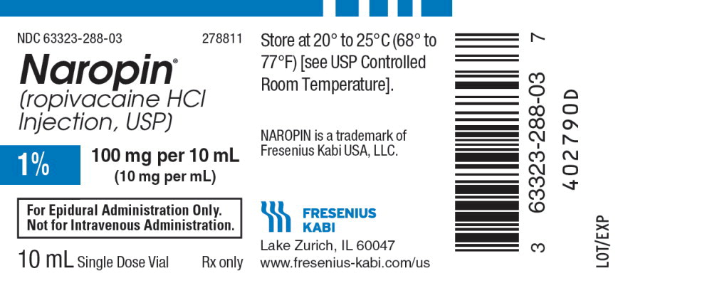 PACKAGE LABEL - PRINCIPAL DISPLAY PANEL - Naropin 10 mL Single Dose Vial Label
