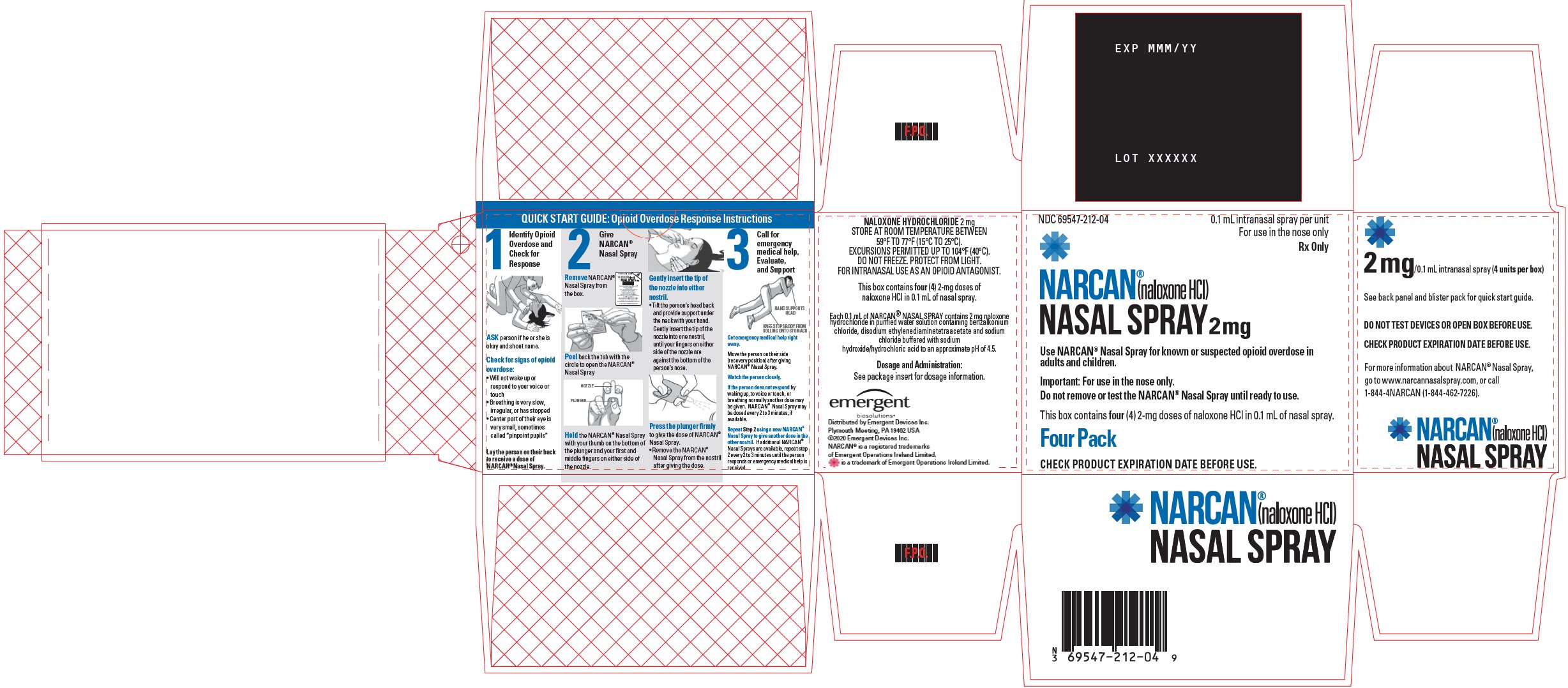 Narcan (naloxone HCl) Nasal Spray 2 mg carton label