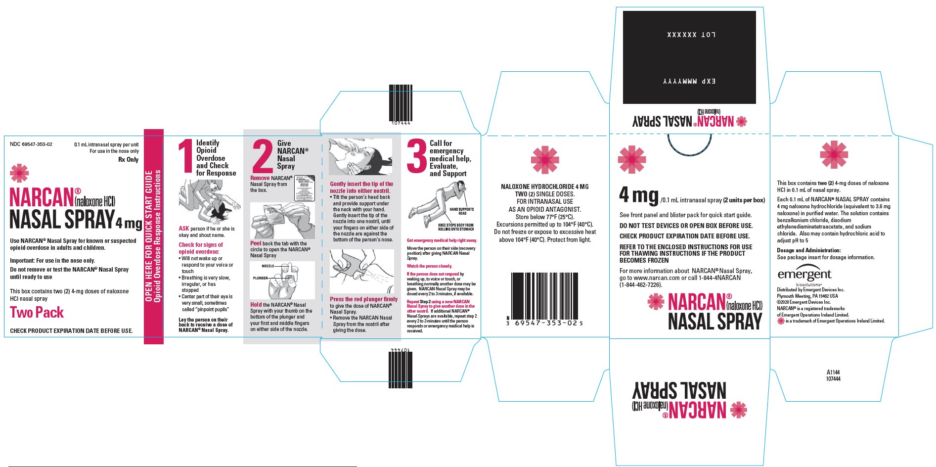 Narcan (naloxone HCl) Nasal Spray 4 mg carton label