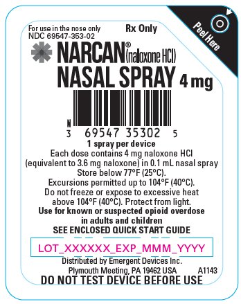 Narcan (naloxone HCl) Nasal Spray 4 mg vial label