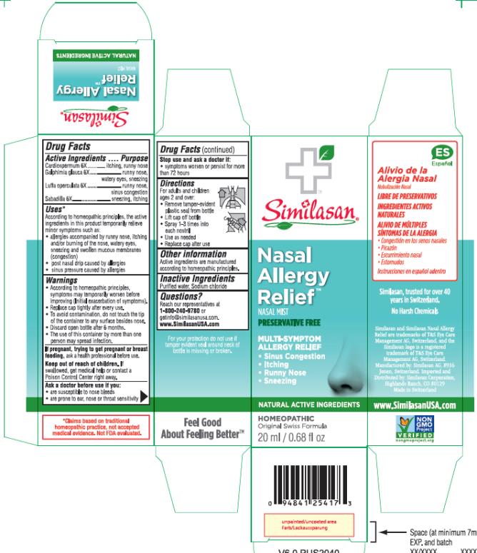 PRINCIPAL DISPLAY PANEL

Similisan
Nasal Allergy Relief
NASAL MIST
PRESERVATIVE FREE
20 ml / 0.68 fl oz
