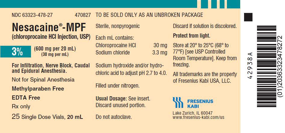 PACKAGE LABEL - PRINCIPAL DISPLAY - Nesacaine-MPF 20 mL Single Dose Vial  Tray Label

