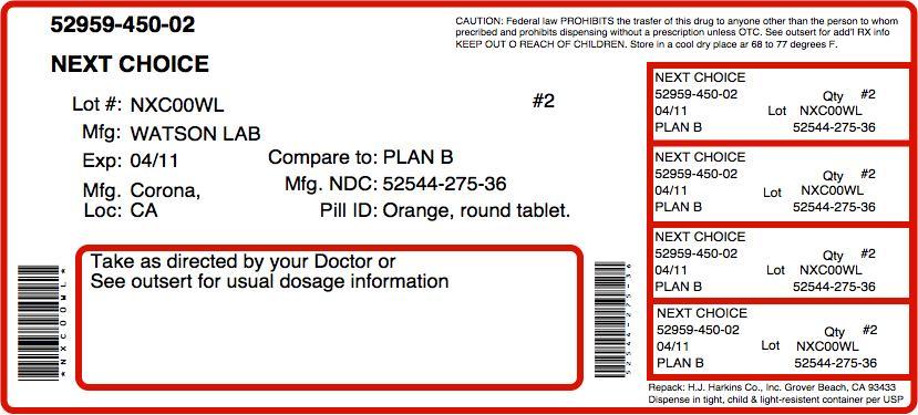 PRINCIPAL DISPLAY PANEL
NDC 52544-275-36
Next Choice&#8482; 
(Levonorgestrel) tablets 0.75 mg